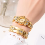 diamond ladies watch with braclet combo set