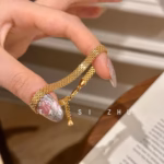 vintage Middle Ancient Woven Gold  Strap Bracelet Women's Retro Light Luxury High-end Bracelet