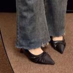 High-Heeled 3cm Soft Leather Non-Tiring Toe-Toe Flats 28